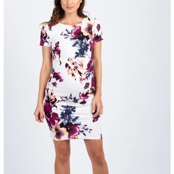 white and purple floral dress